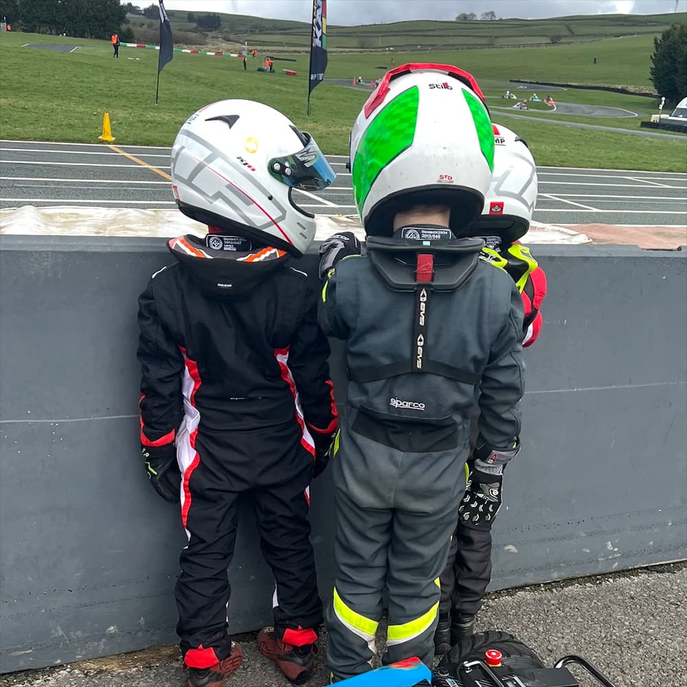 Child learning kart racing techniques